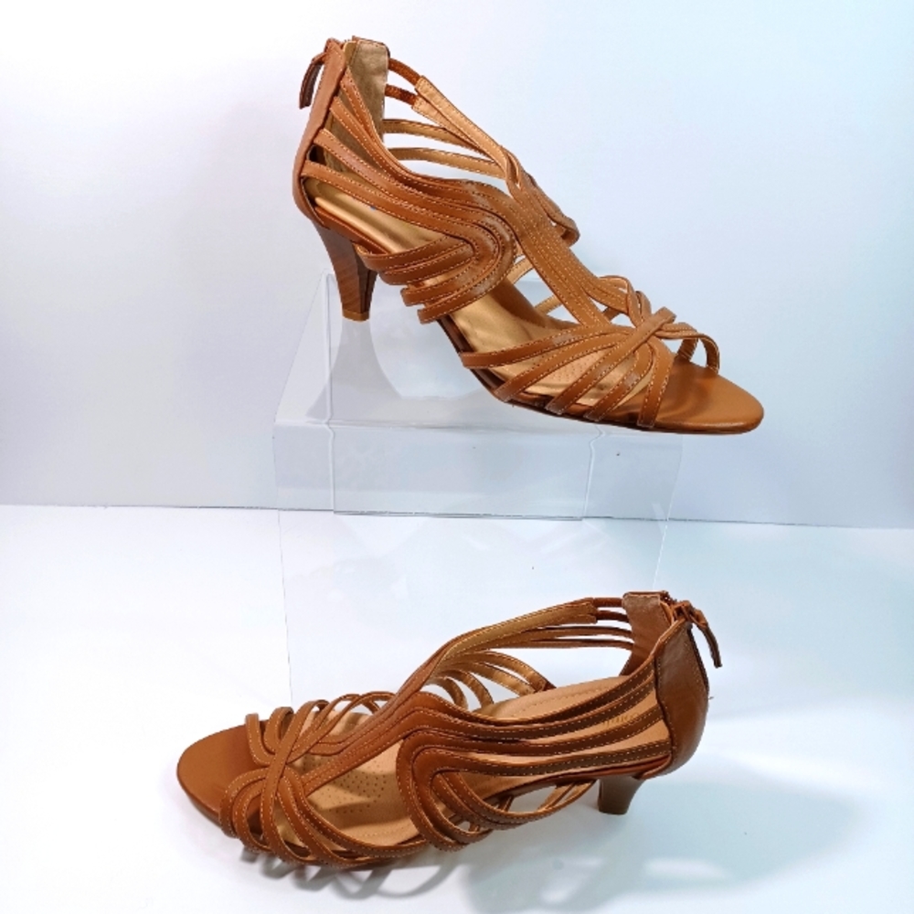 Comfortview Tan Strappy Heel Sandals Size: 11